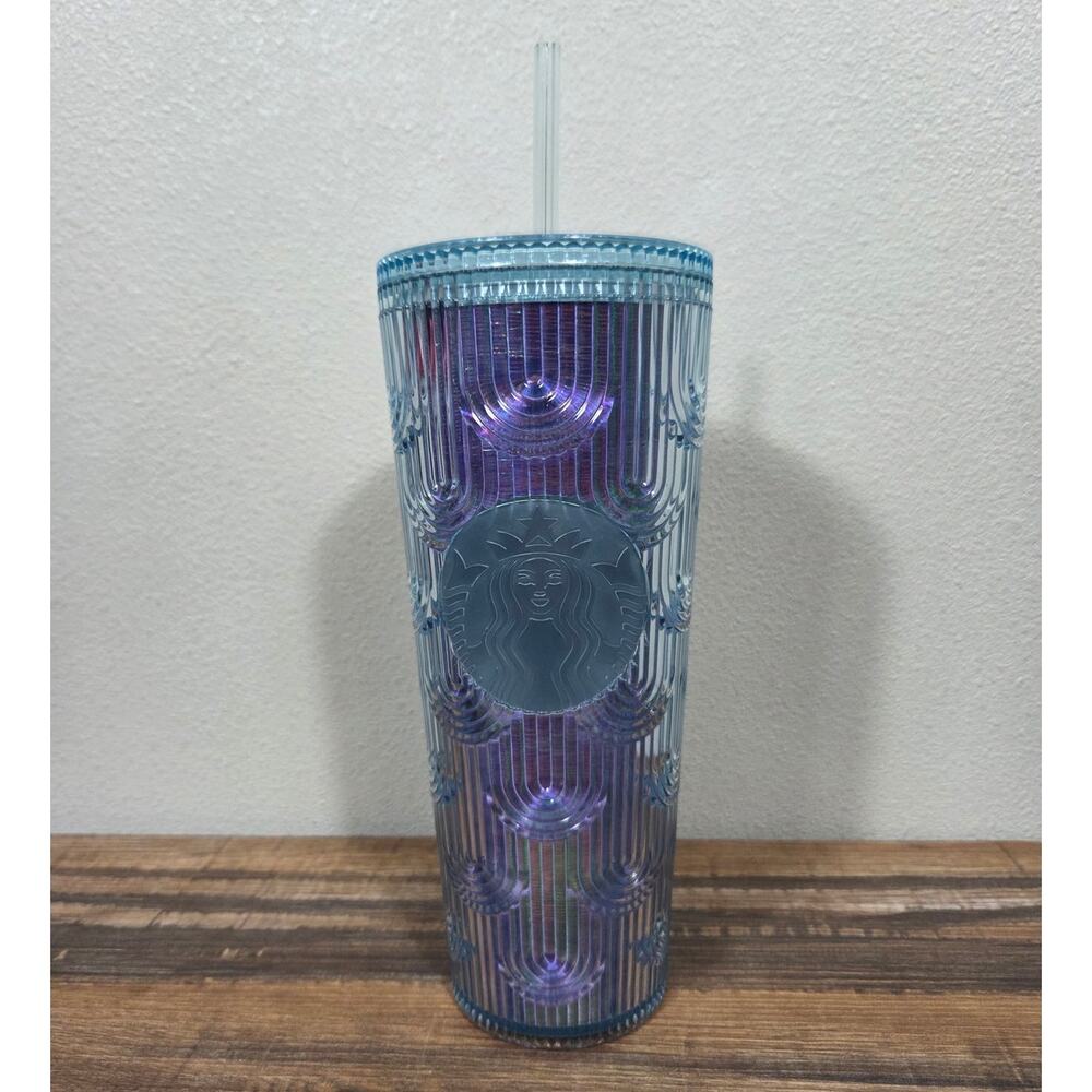 Starbucks 2022 Spring Iridescent Mermaid Scale Venti Cold Cup 24oz Purple & Blue